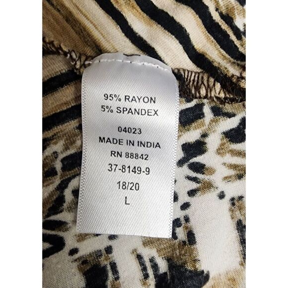 Roaman's Womens Multi-Brown Plus Size L 18/20 Flowy Swing 3/4 Blouse - Picture 7 of 8